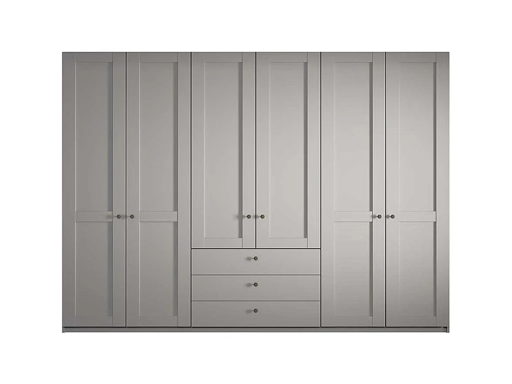 Kleiderschrank in Hellgrau Landhaus 300 cm breit 58 cm tief