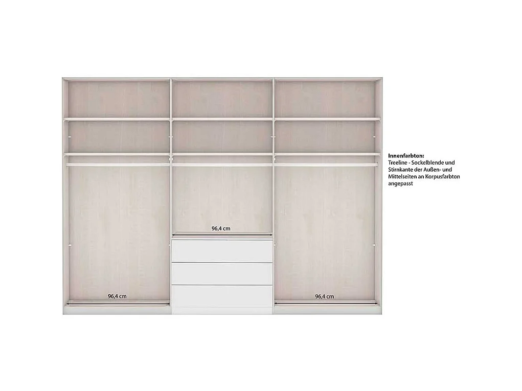 Kleiderschrank in Hellgrau Landhaus 300 cm breit 58 cm tief