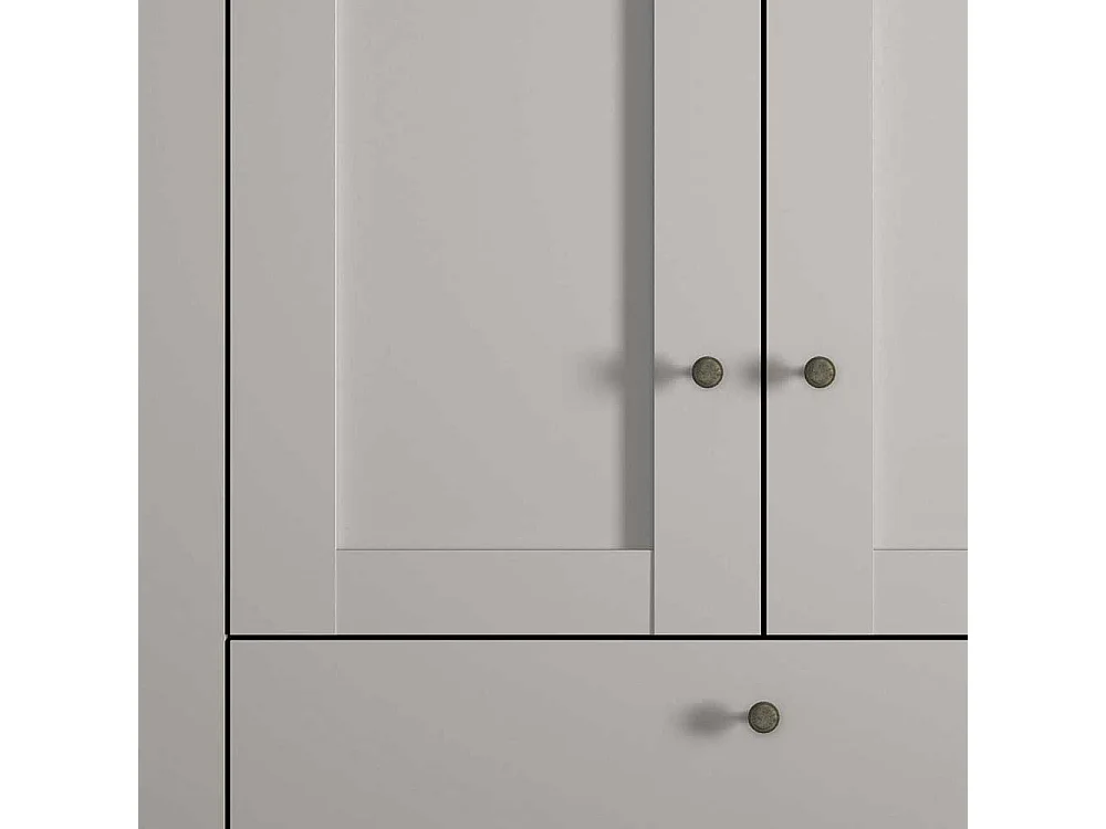 Kleiderschrank in Hellgrau Landhaus 300 cm breit 58 cm tief