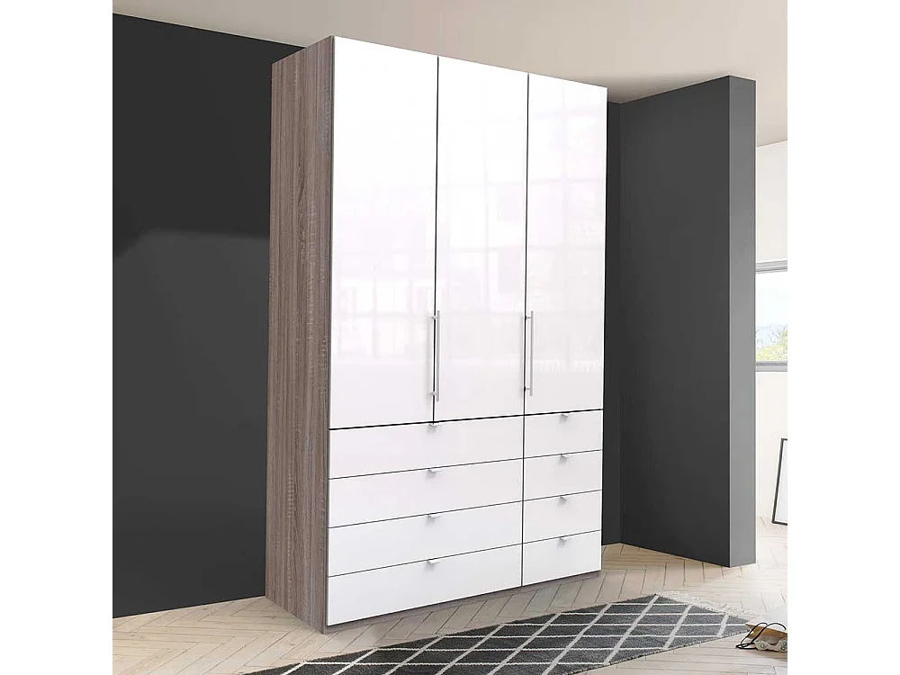 Kleiderschrank Jugendzimmer 2 türig mit Schubladen glasbeschichtet