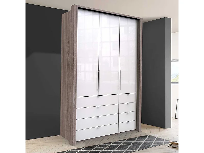 Kleiderschrank Jugendzimmer 2 türig mit Schubladen glasbeschichtet