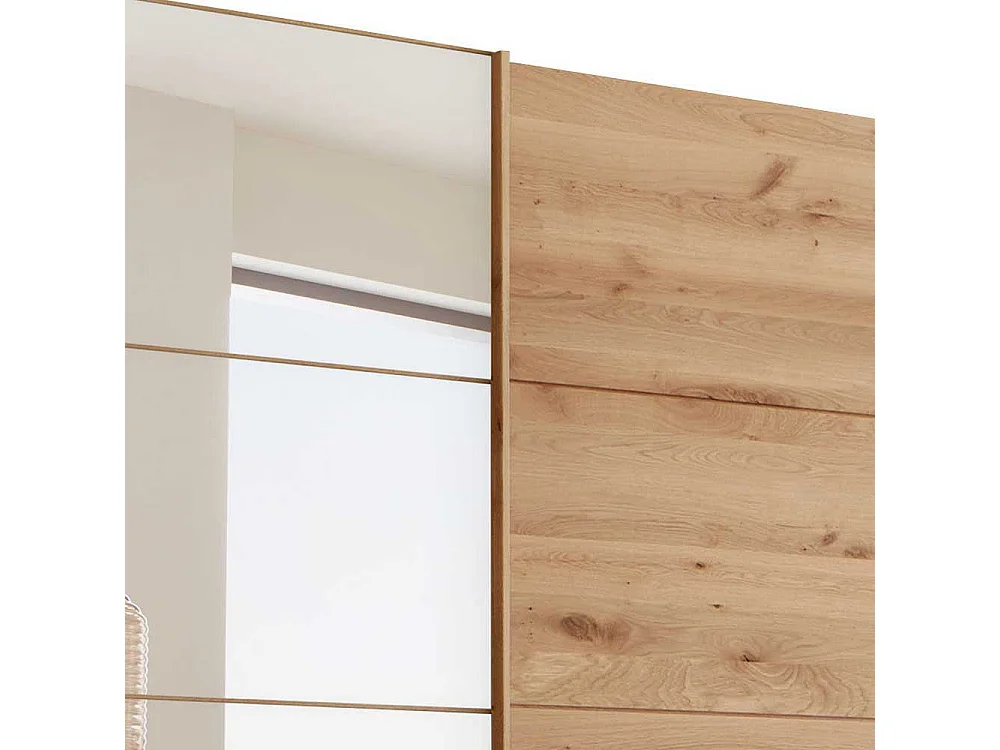 Gleittürenschrank in Eiche Bianco Spiegel