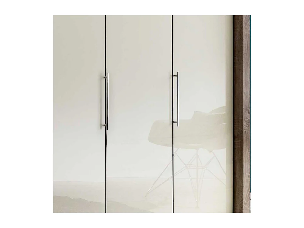 Falttürenschrank in Creme Weiß LED Beleuchtung