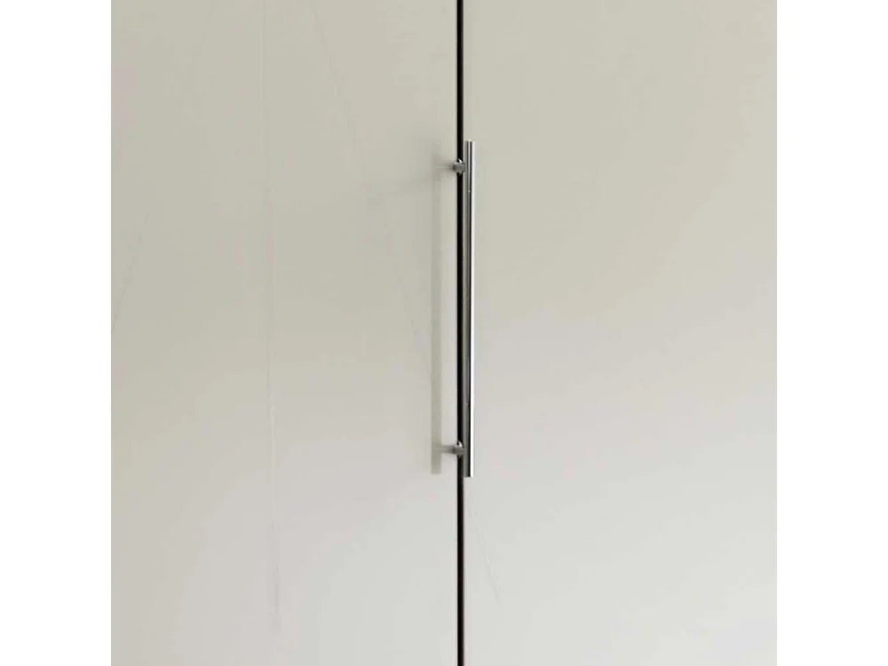 Falttürenschrank in Creme Weiß LED Beleuchtung