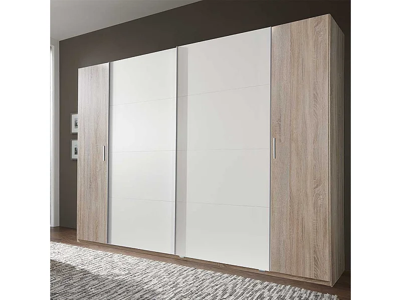 XL Schlafzimmerschrank 272 cm oder 316 cm breit Eiche Sägerau und Weiß