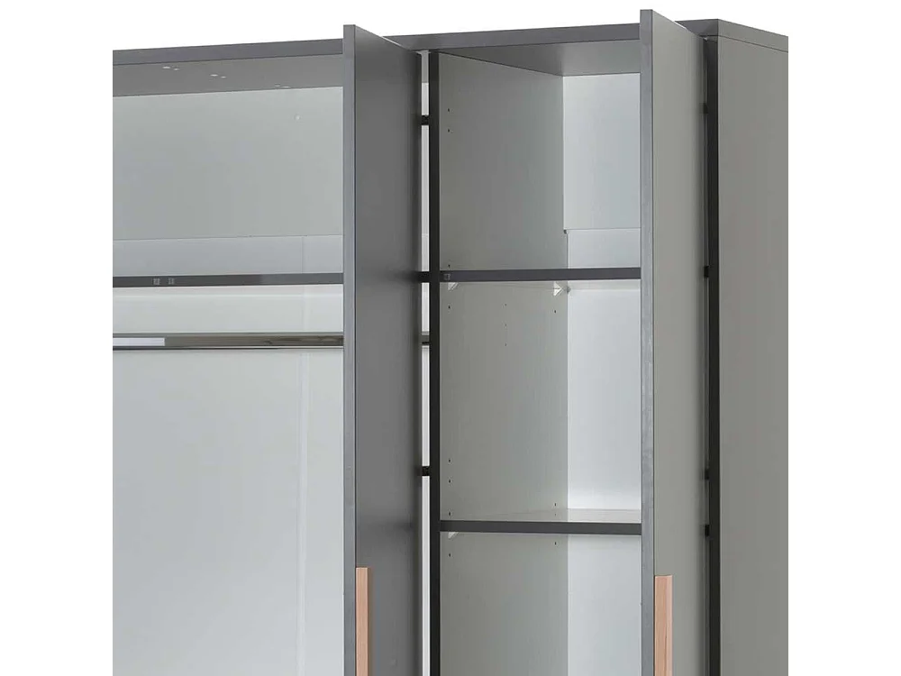 Schlafzimmerschrank in Anthrazit und Buche Optik 195 cm hoch