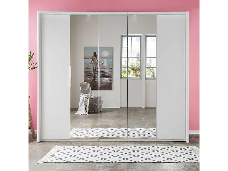 Spiegel Schlafzimmerschrank in Weiß Dreh- und Falttüren