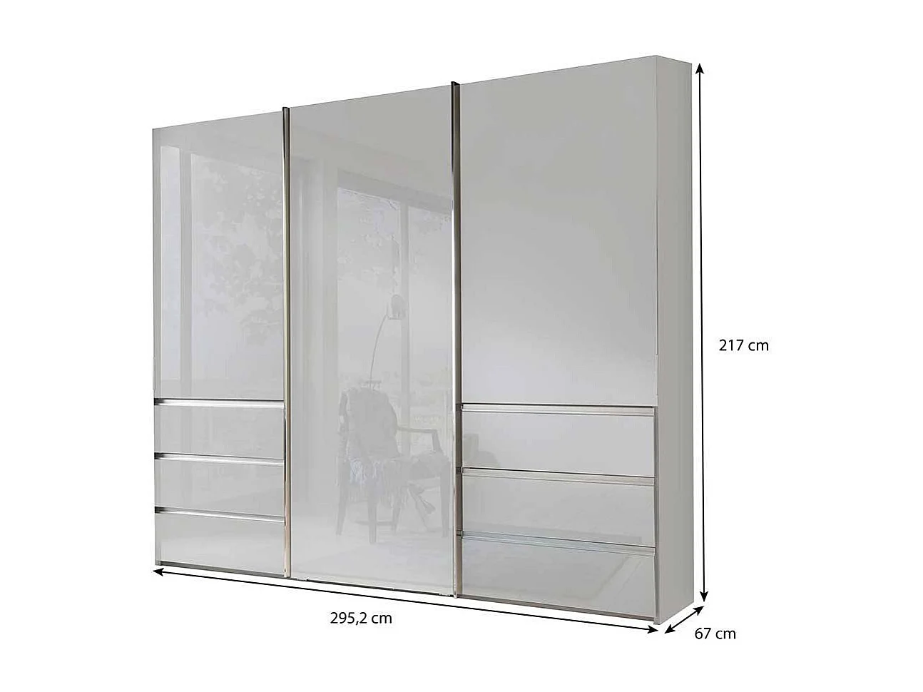 Kleiderschrank Schiebetüren mit sechs Schubladen Weiß