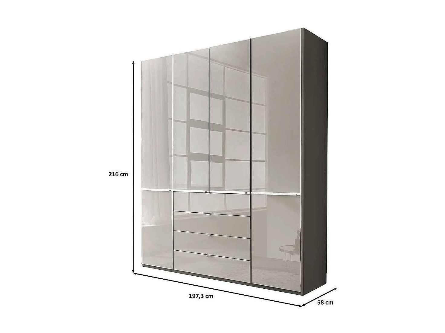 Drehtürschrank zweifarbig Kleiderschrank in modernem Design 216 cm hoch