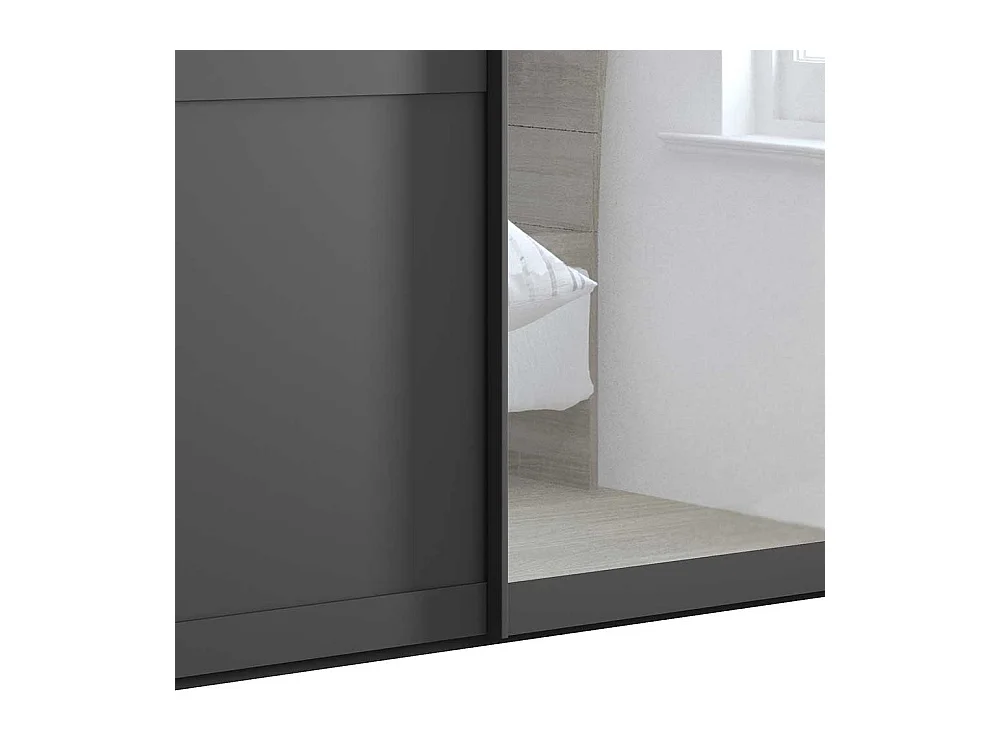 Gleittürenschrank Dunkelgrau mit Spiegel modernen Landhausstil