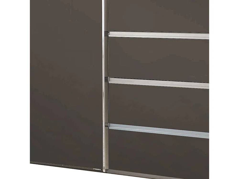 Gleittürenschrank braun modern mit sechs Schubladen Made in Germany