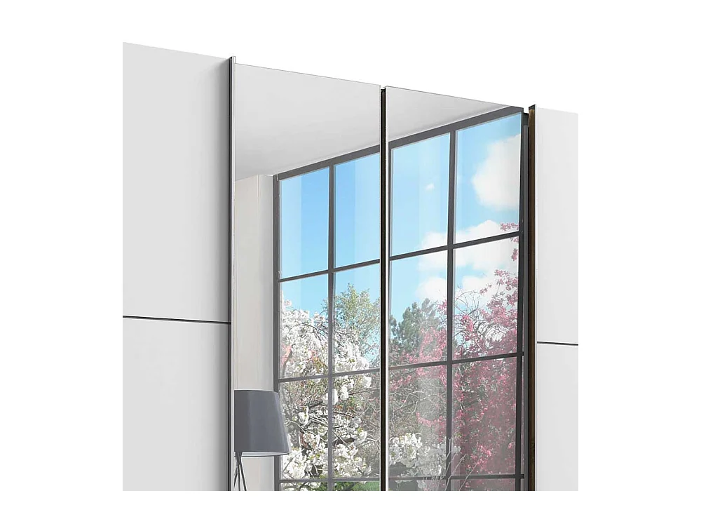 XL Kleiderschrank zweifarbig mit Spiegeltüren drei Schubladen