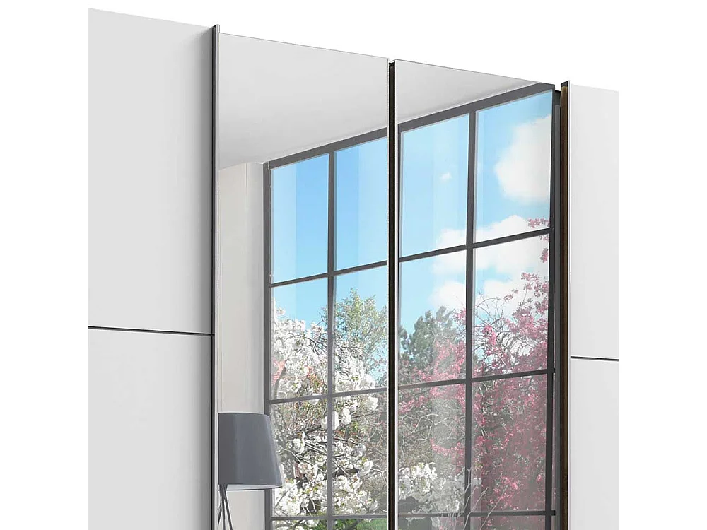 XL Kleiderschrank zweifarbig mit Spiegeltüren drei Schubladen