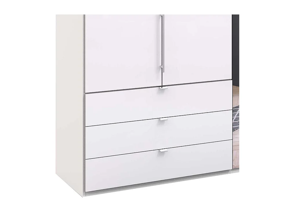 Panorama Kleiderschrank mit Falttüren und Schubladen Weiß
