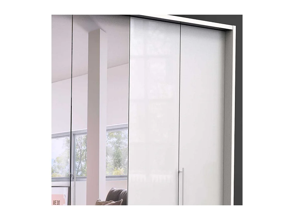 Panorama Kleiderschrank mit Falttüren und Schubladen Weiß