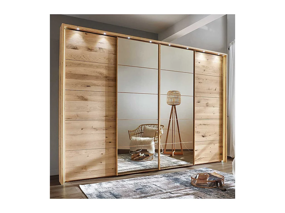 Spiegel Kleiderschrank mit Schwebetüren Passepartout mit LED