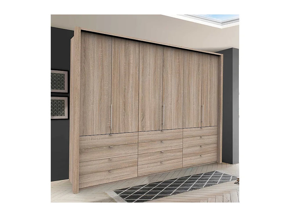 Gleittüren Kleiderschrank mit vielen Schubladen Eiche Sägerau