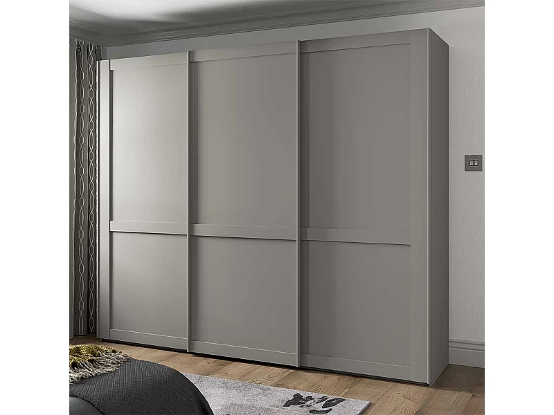 Kleiderschrank Schwebetüren hellgrau 217 cm hoch Made in Germany