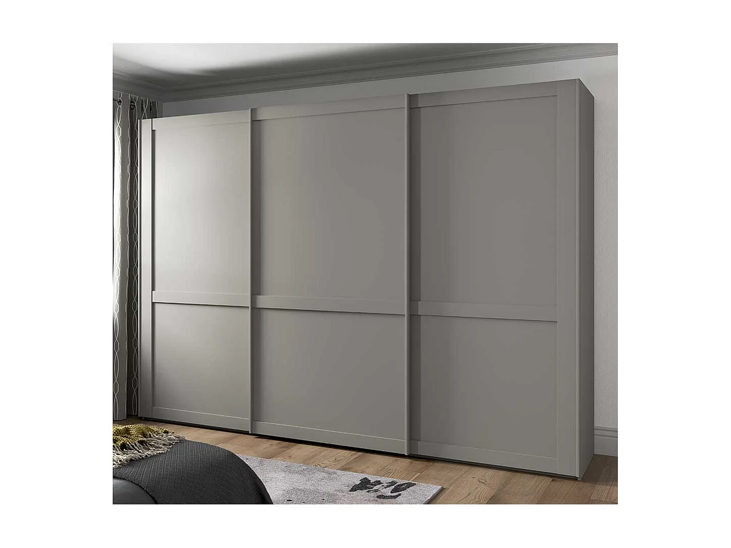 Kleiderschrank Schwebetüren hellgrau 217 cm hoch Made in Germany