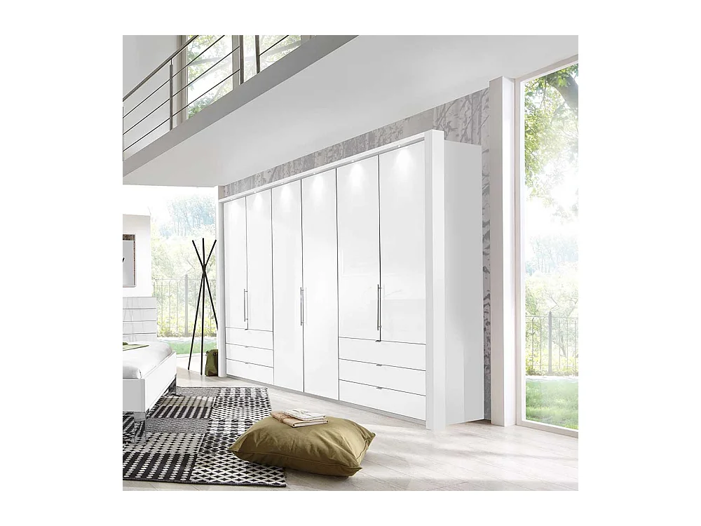 Design Kleiderschrank in Weiß LED Beleuchtung