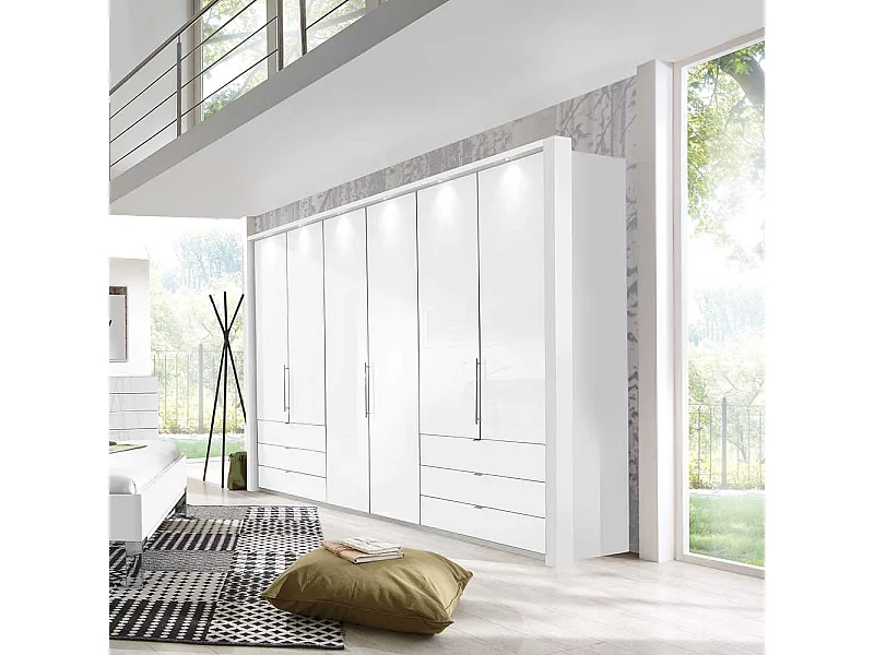 Design Kleiderschrank in Weiß LED Beleuchtung