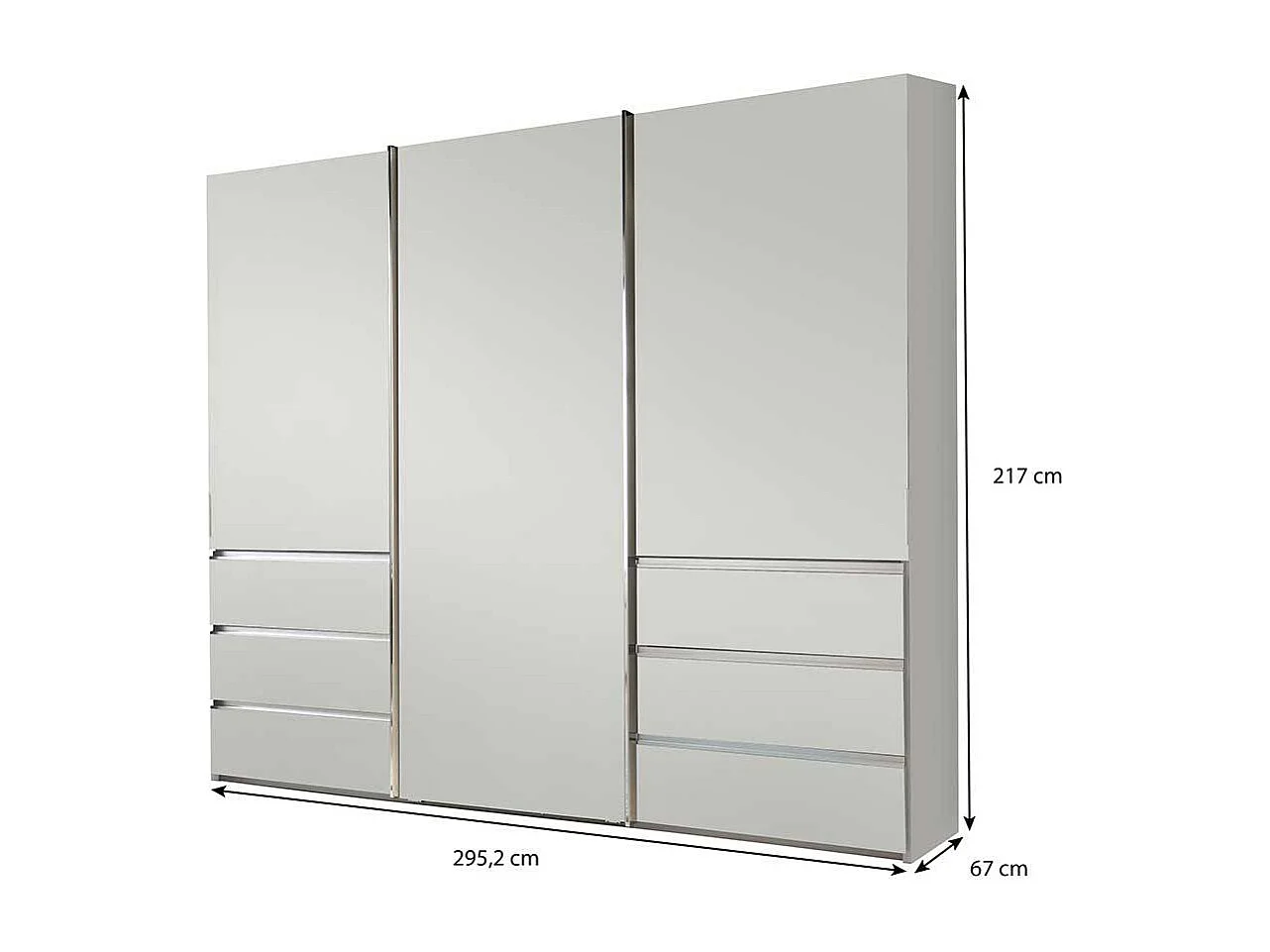 Schlafzimmerkleiderschrank mit sechs Schubladen Schwebetüren