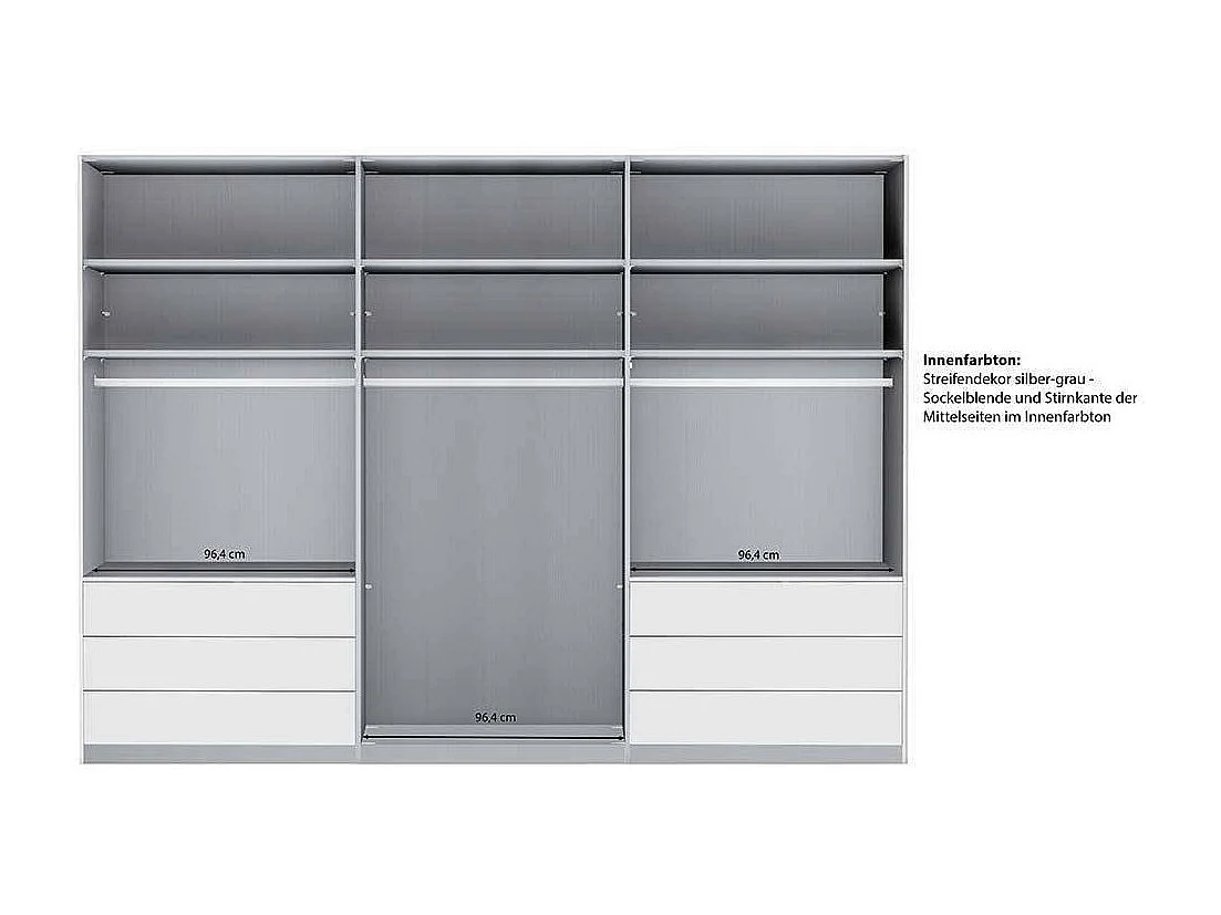 Schlafzimmerkleiderschrank mit sechs Schubladen Schwebetüren