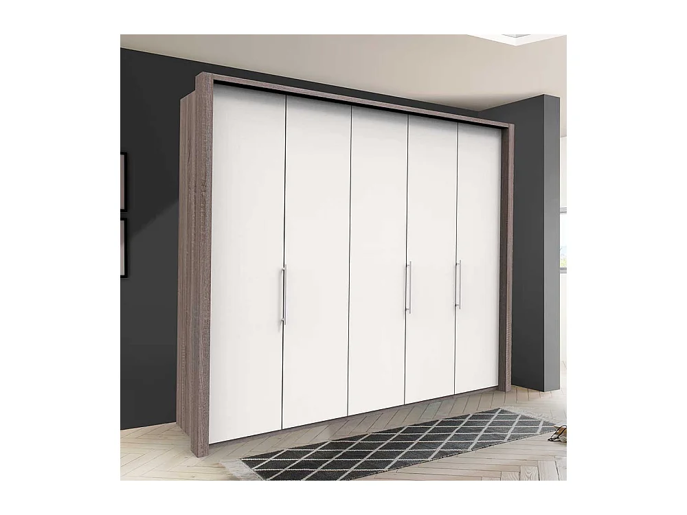 Panorama Kleiderschrank in Weiß Eiche Trüffelfarben