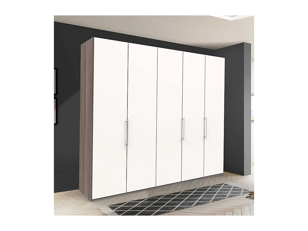 Panorama Kleiderschrank in Weiß Eiche Trüffelfarben