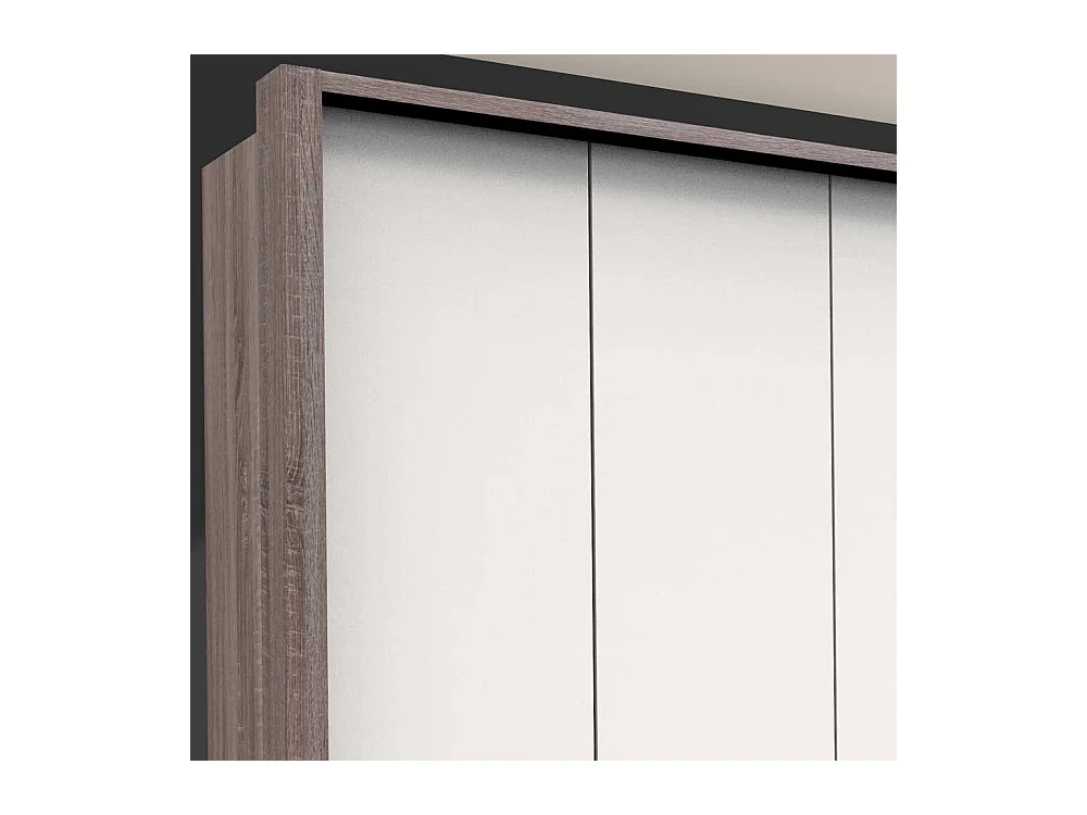 Panorama Kleiderschrank in Weiß Eiche Trüffelfarben