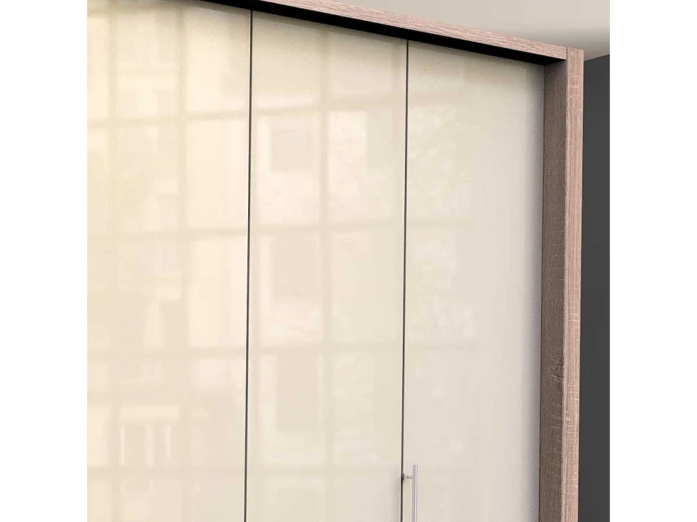 Kleiderschrank mit 2 Falttüren und 4 Schubladen glasbeschichtet