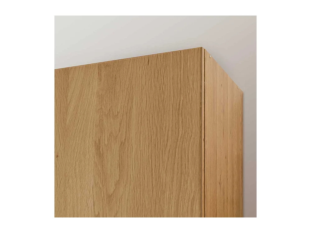 Kleiderschrank in Beige Glas beschichtet Eiche Massivholz