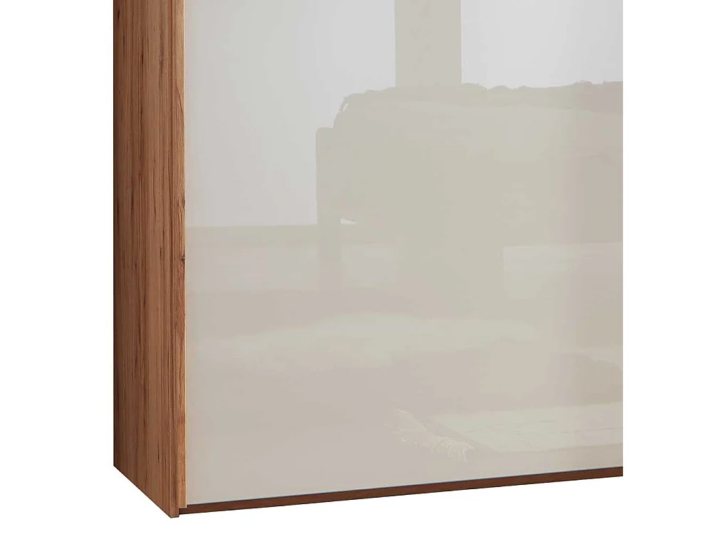 Schiebetüren Kleiderschrank in Beige Glas beschichtet Astkernbuche