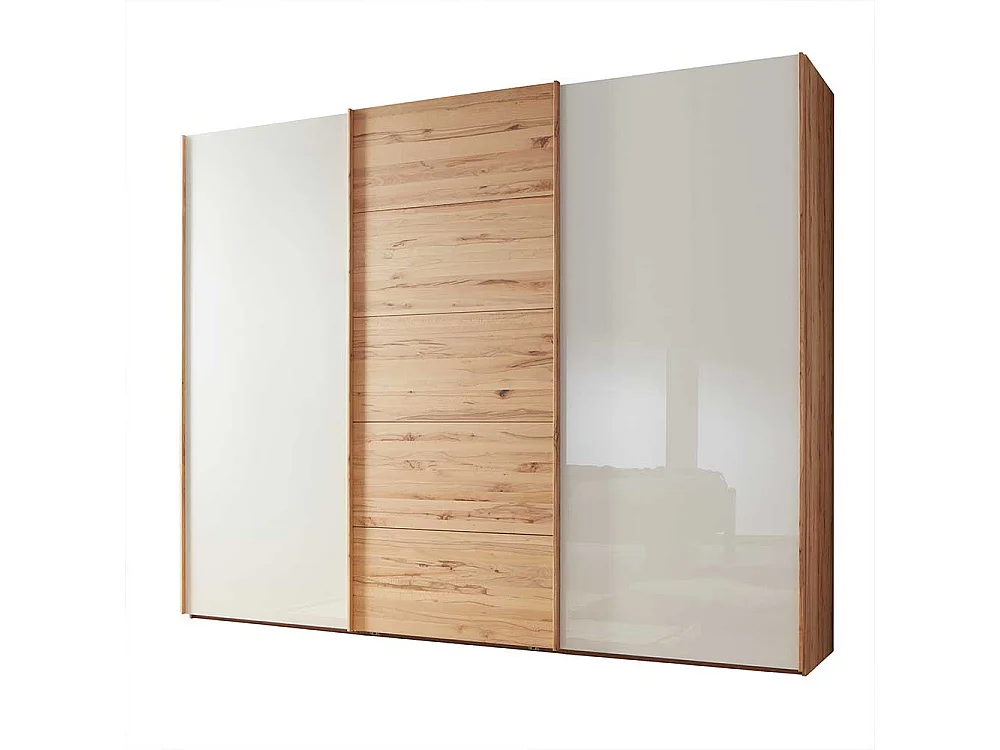 Schiebetüren Kleiderschrank in Beige Glas beschichtet Astkernbuche