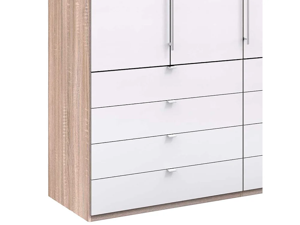 Moderner Schlafzimmerschrank mit 8 Schubladen und 2 Türen glasbeschichtet