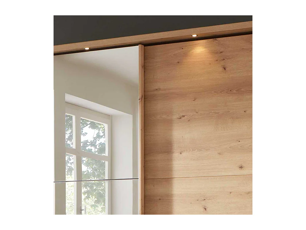 Kleiderschrank Schwebetüren in Eiche Bianco Spiegel