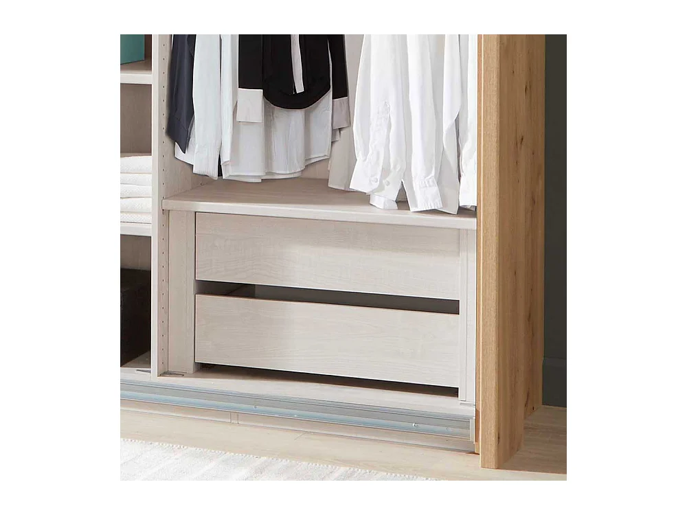 Kleiderschrank Schwebetüren in Eiche Bianco Spiegel