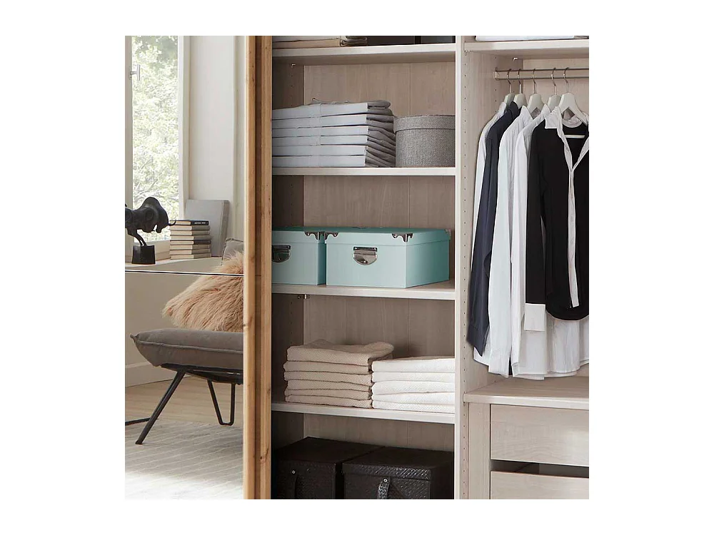 Kleiderschrank Schwebetüren in Eiche Bianco Spiegel
