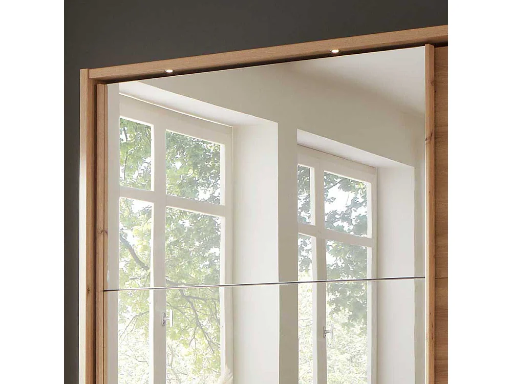 Kleiderschrank Schwebetüren in Eiche Bianco Spiegel