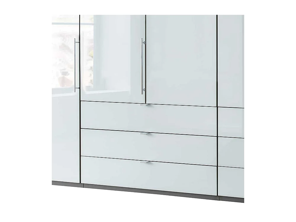 Falttüren Schlafzimmerschrank in Braun und Weiß sechs Schubladen