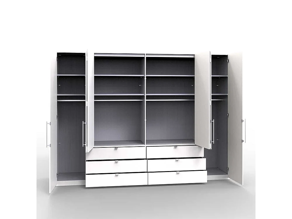 Falttüren Schlafzimmerschrank in Braun und Weiß sechs Schubladen