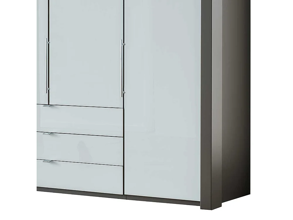 Falttüren Schlafzimmerschrank in Braun und Weiß sechs Schubladen