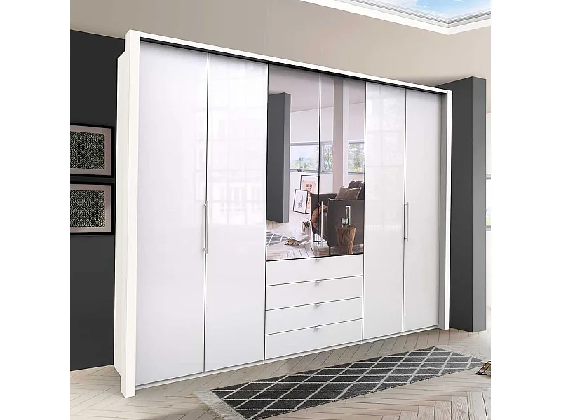 Schlafzimmerschrank in Weiß 3 türig mit Spiegel