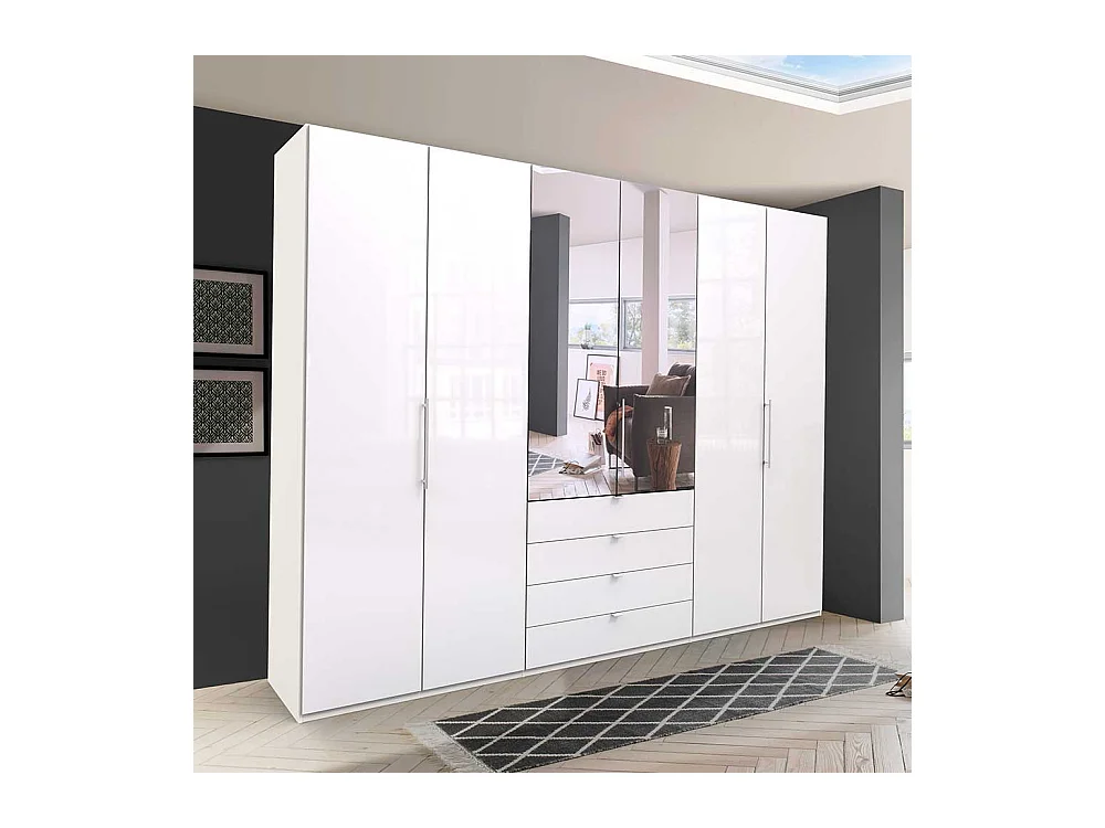 Schlafzimmerschrank in Weiß 3 türig mit Spiegel