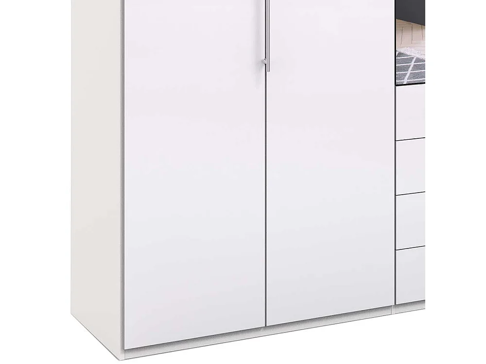 Schlafzimmerschrank in Weiß 3 türig mit Spiegel