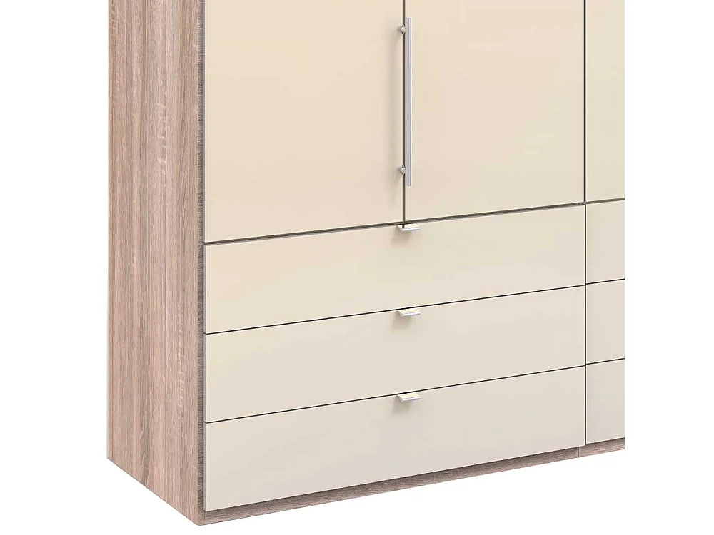 Kleiderschrank Jugendzimmer mit Falttüren und Schubladen glasbeschichtet