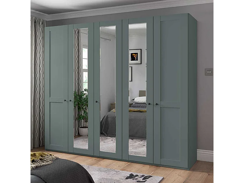 Kleiderschrank mit 5 Türen und Spiegeln modernen Landhausstil