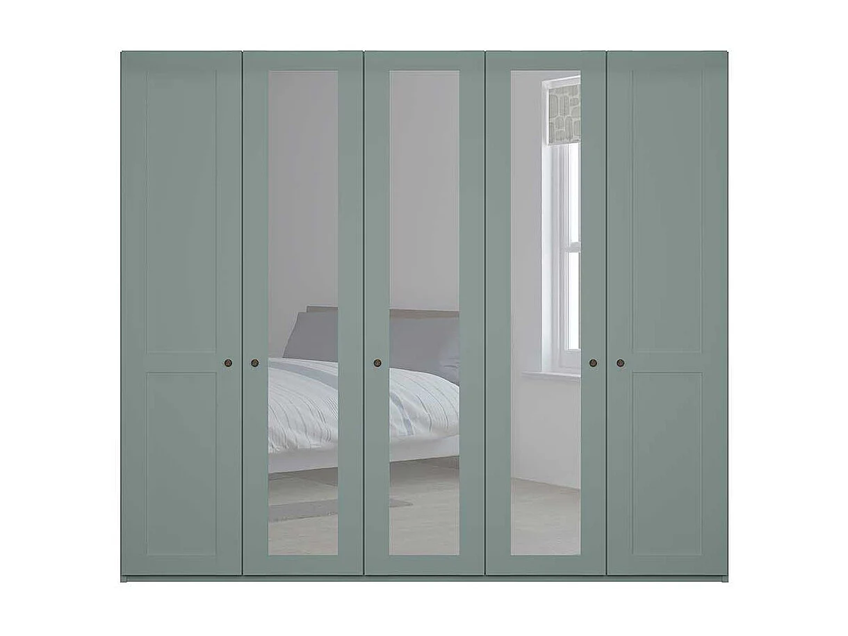 Kleiderschrank mit 5 Türen und Spiegeln modernen Landhausstil