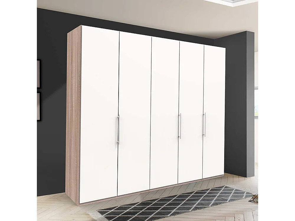 Falttüren Kleiderschrank in Weiß Eiche Sägerau