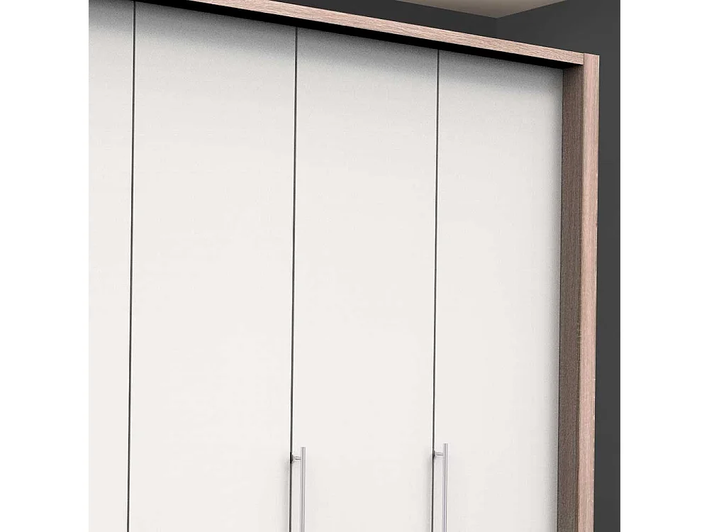 Falttüren Kleiderschrank in Weiß Eiche Sägerau